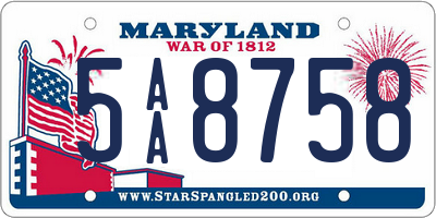 MD license plate 5AA8758