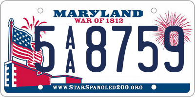 MD license plate 5AA8759