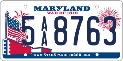 MD license plate 5AA8763