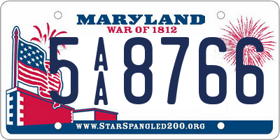 MD license plate 5AA8766