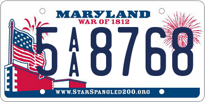 MD license plate 5AA8768
