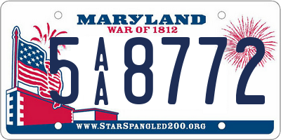 MD license plate 5AA8772