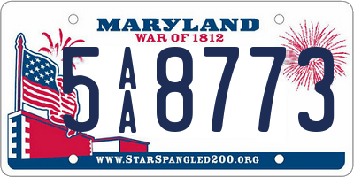 MD license plate 5AA8773