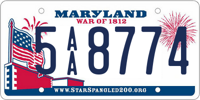 MD license plate 5AA8774