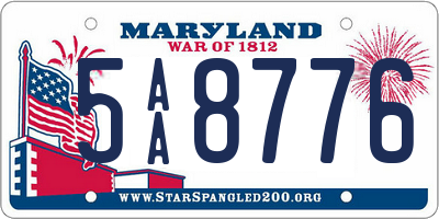 MD license plate 5AA8776