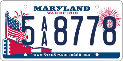 MD license plate 5AA8778