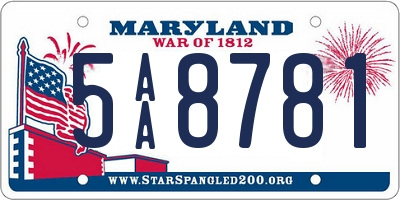 MD license plate 5AA8781