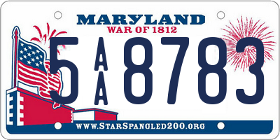 MD license plate 5AA8783