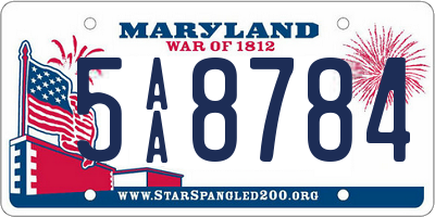 MD license plate 5AA8784