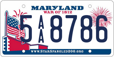 MD license plate 5AA8786