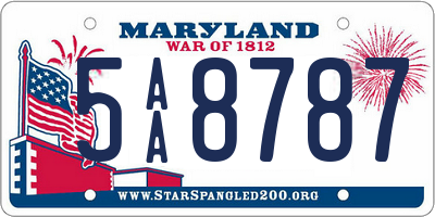 MD license plate 5AA8787