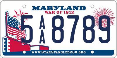 MD license plate 5AA8789