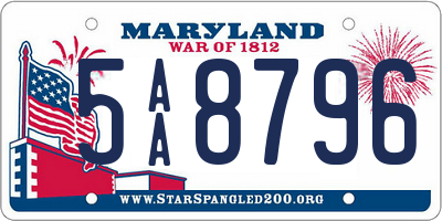 MD license plate 5AA8796