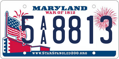 MD license plate 5AA8813