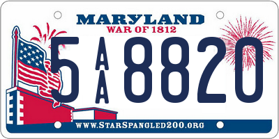 MD license plate 5AA8820