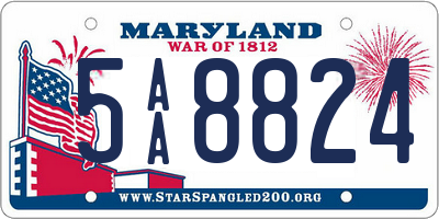 MD license plate 5AA8824