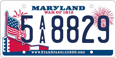 MD license plate 5AA8829