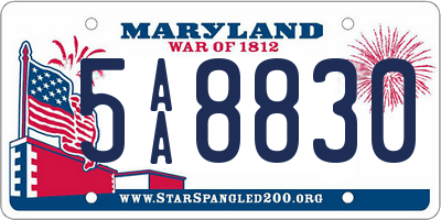 MD license plate 5AA8830