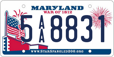 MD license plate 5AA8831