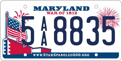 MD license plate 5AA8835