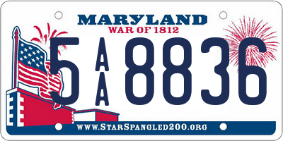 MD license plate 5AA8836