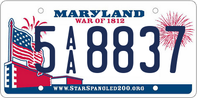 MD license plate 5AA8837