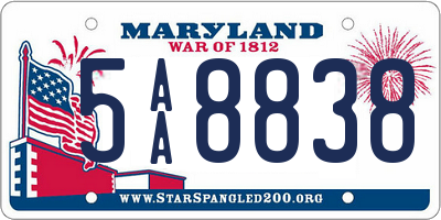 MD license plate 5AA8838