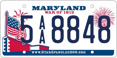 MD license plate 5AA8848