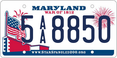 MD license plate 5AA8850