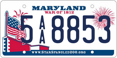 MD license plate 5AA8853
