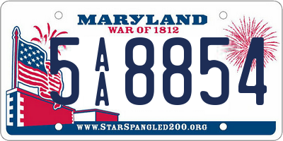 MD license plate 5AA8854