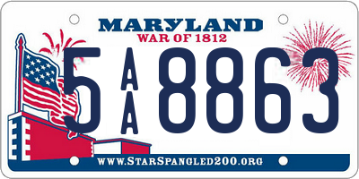 MD license plate 5AA8863