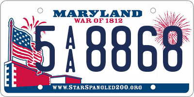 MD license plate 5AA8868