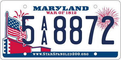 MD license plate 5AA8872