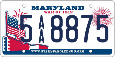 MD license plate 5AA8875