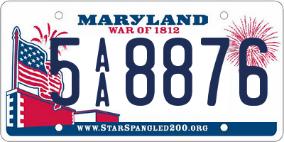 MD license plate 5AA8876