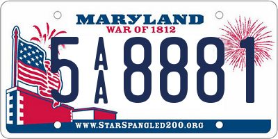 MD license plate 5AA8881