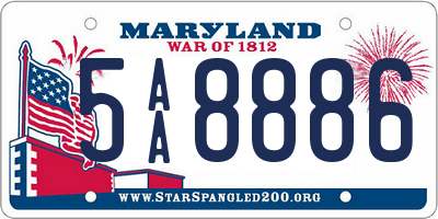 MD license plate 5AA8886