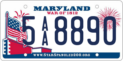 MD license plate 5AA8890