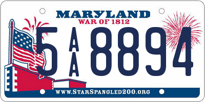 MD license plate 5AA8894