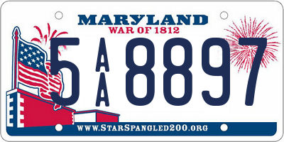 MD license plate 5AA8897