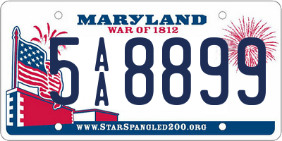 MD license plate 5AA8899