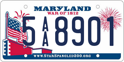 MD license plate 5AA8901