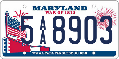 MD license plate 5AA8903