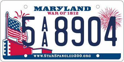 MD license plate 5AA8904