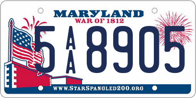 MD license plate 5AA8905