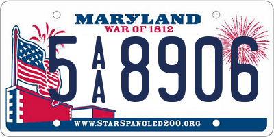 MD license plate 5AA8906