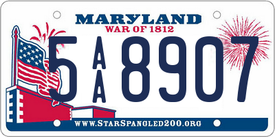 MD license plate 5AA8907