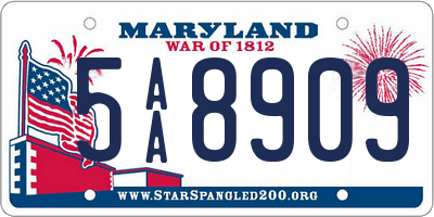 MD license plate 5AA8909