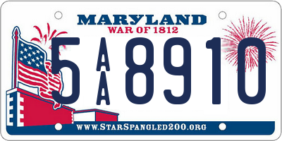 MD license plate 5AA8910